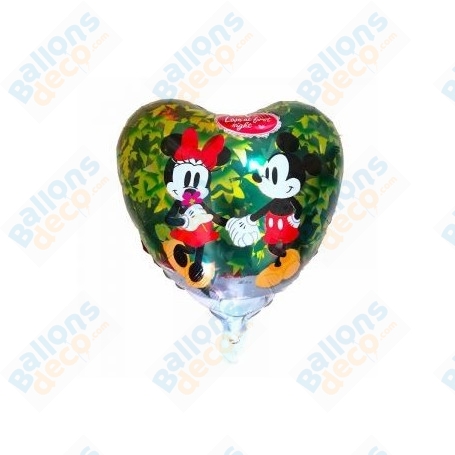 Ballon Mickey et Minnie Coeur Love Feuilles Disney, Décorations ballon Saint Valentin, Amour.