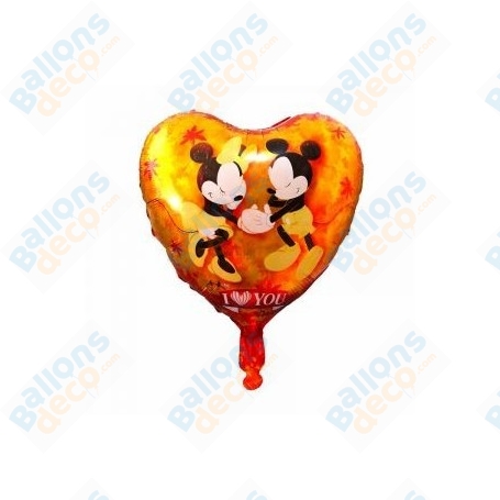Ballon Mickey et Minnie Coeur I Love You aux couleurs de l'Automne Disney, Décorations ballons pour anniversaire, St-Valentin.