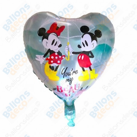 Ballon Mickey et Minnie avec un Parapluie Coeur Disney, Décorations ballons pour anniversaire, St-Valentin.