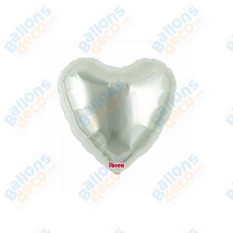 Ballon Coeur Ibrex 45 cm Argent