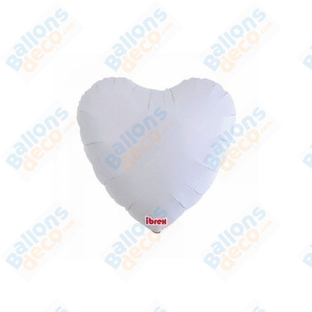 Ballon Coeur Ibrex 45 cm Argent Blanc