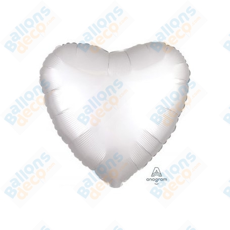 Ballon Coeur 45 cm Blanc Satin