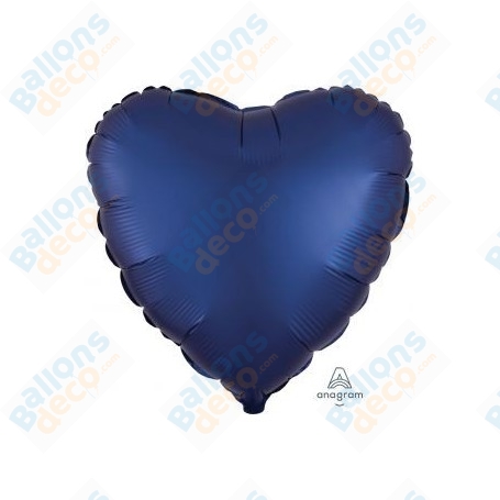Ballon Coeur 45 cm Bleu Nuit Satin Luxe