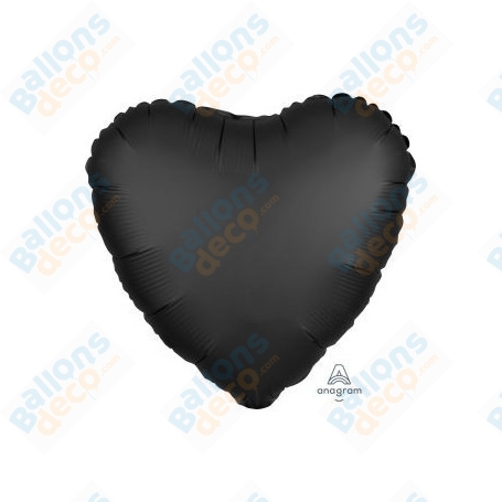 Ballon Coeur 45 cm Noir Satin Luxe