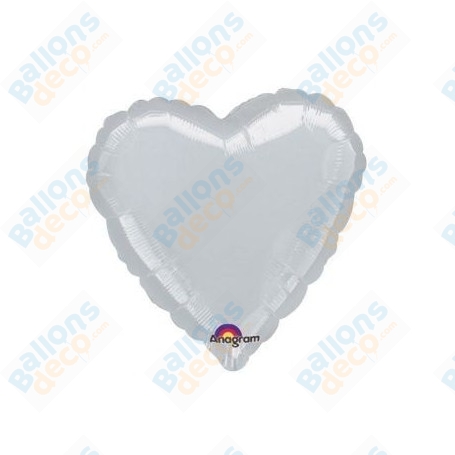 Ballon Coeur 45 cm Argent