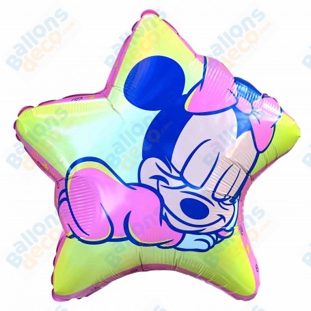 Ballon Minnie sur sont Étoile Vintage, Décorations ballons pour anniversaire, Baby Shower, Naissance, Disney.
