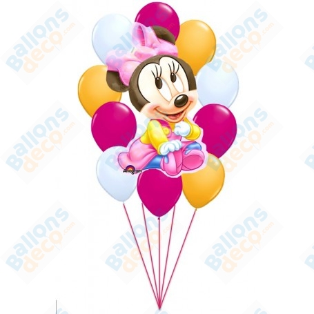 Ballons Minnie Bébé Disney En Grappe,Décorations ballons pour anniversaire.
