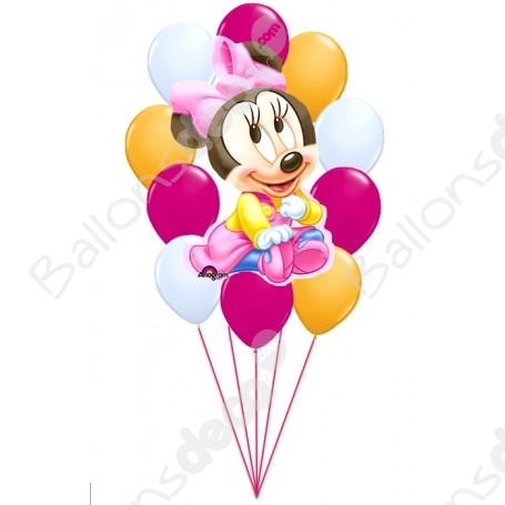 Ballons Minnie Bébé en Grappe - Ballons Naissances 
