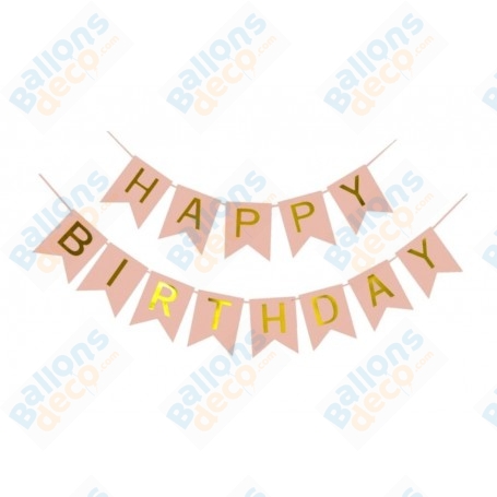 Guirlande Happy Birthday Rose Gold Et Or