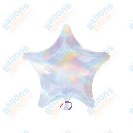 Ballons Etoile 45 cm Blanc Irisé