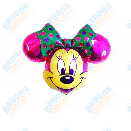 Ballon Tête de Minnie Fluo Disney, d chez Anagram, Décorations ballons pour anniversaire.