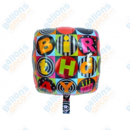 Ballon Carré Pop Happy Birthday
