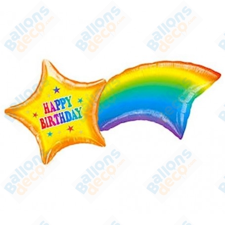 Ballon Etoile Filante Happy Birthday