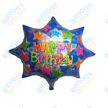 Ballon Happy Birthday Etoile Holographique