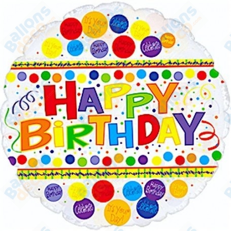 Ballon Happy Birthday Pois