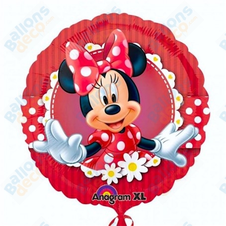 Ballon Minnie Rouge avec des Fleurs Disney, Anagram, Décorations ballons pour anniversaire.