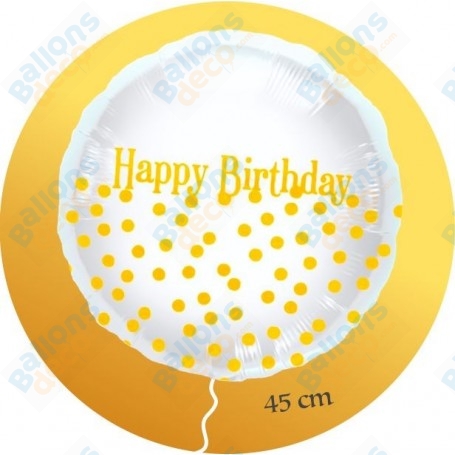 Ballon Happy Birthday Pois Or