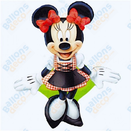 Ballon Minnie avec une belle robe de Tyrolienne Disney, Anagram, Décorations ballons pour anniversaire.