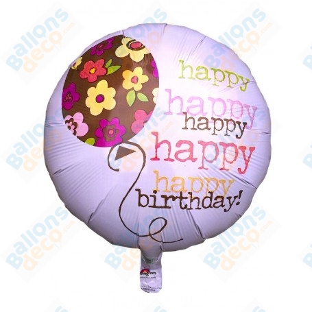 Ballon Happy Birthday Ballons Fleurs