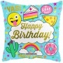 Ballon Happy Birthday Emoji Carré