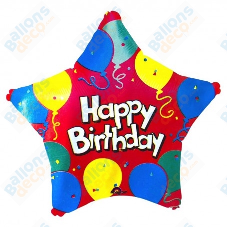 Ballon Happy Birthday Étoile Rouge