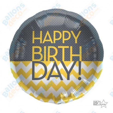 Ballon Happy Birthday Noir et Or
