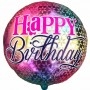Ballon Happy Birthday Fleurs Arc-En-Ciel