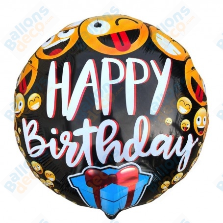Ballon Happy Birthday Emojis Cadeau