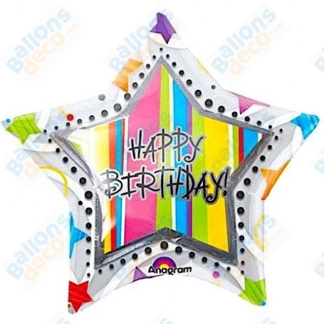 Ballon Transparent Happy Birthday Etoile