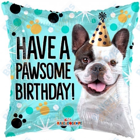 Ballon Happy Birthday Bouledogue Français