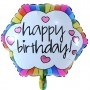 Ballon Happy Birthday Arc-En-Ciel Coeurs