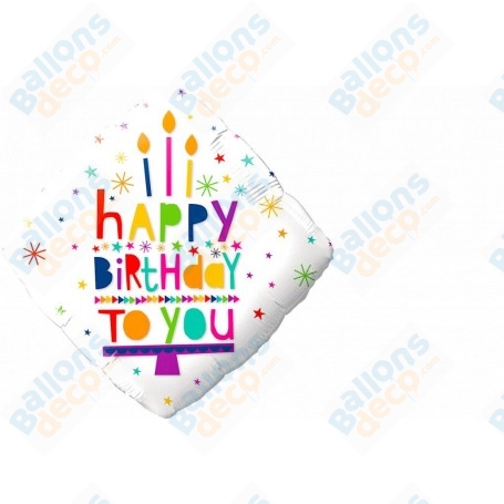 Ballon Happy Birthday Diamant Bougies