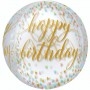 Ballon Happy Birthday Blanc Or Et Transparent ORBZ