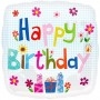 Ballon Happy Birthday Carré Fleurs Et Cadeaux