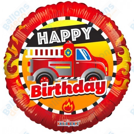 Ballon Happy Birthday Camion De Pompier