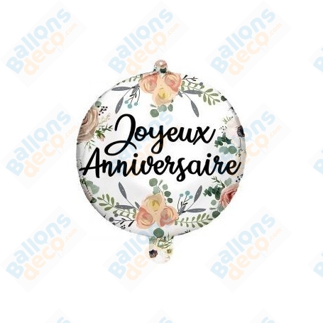 Ballon Joyeux Anniversaire Fleurs