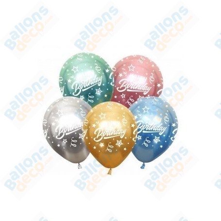 Ballons Happy Birthday x12 Chromes