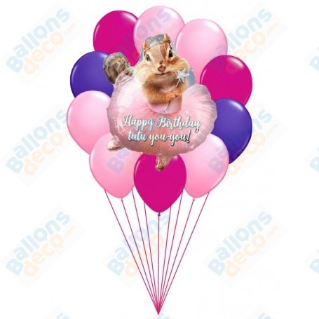Ballons Écureuil Danseuse Happy Birthday En Grappe
