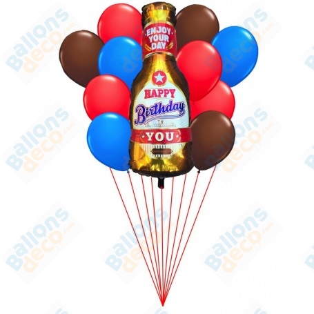Ballon Bouteille De Bière Happy Birthday En Grappe