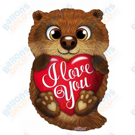 Ballon Loutre I love You Coeur Saint Valentin
