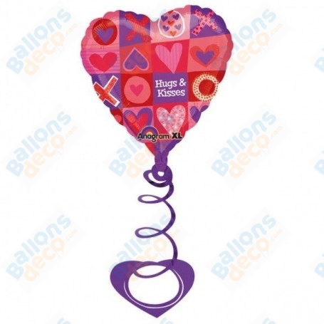 Ballon Coeur Hugs & Kisses Et Ressort