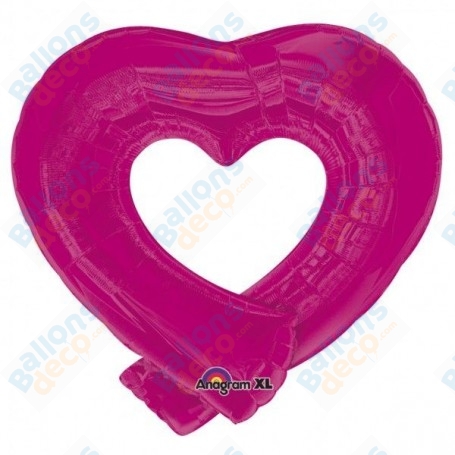 Ballon Coeur Ouvert Rose Magenta