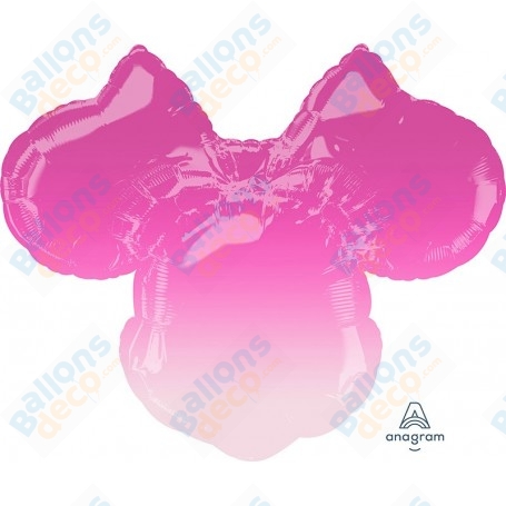 Ballon Minnie avec un effet Dégradé de Rose et Magenta Disney, Décorations ballons pour anniversaire.
