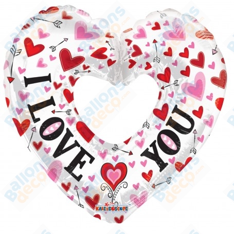 Ballon Coeur Ouvert I Love You Coeurs