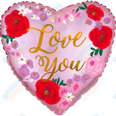 Ballon Love You Rose Rose Rouge