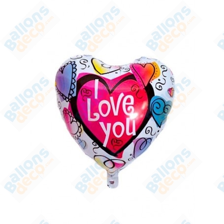 Ballon Coeur I Love You Aquarelle