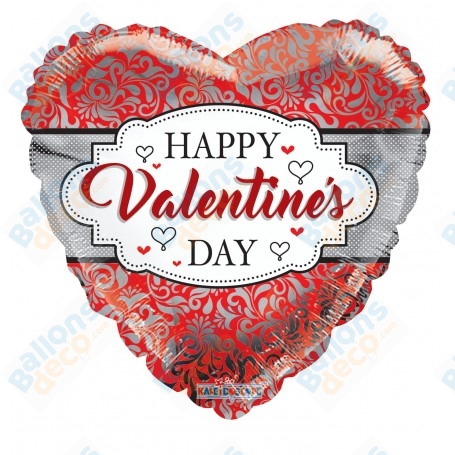 Ballon Happy Valentine's Day Arabesques Rouge Coeur
