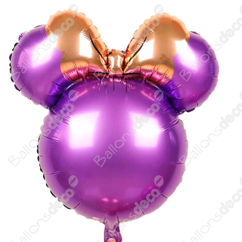 Ballon Minnie Violette avec Noeud Rose Gold - Disney 