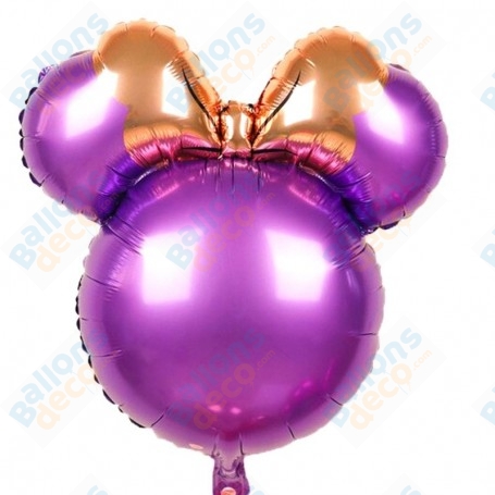 Ballon Minnie Violette avec Noeud Rose Gold Disney, Décorations ballons pour anniversaire.