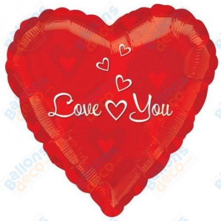 Ballon Coeur I Love You Rouge
